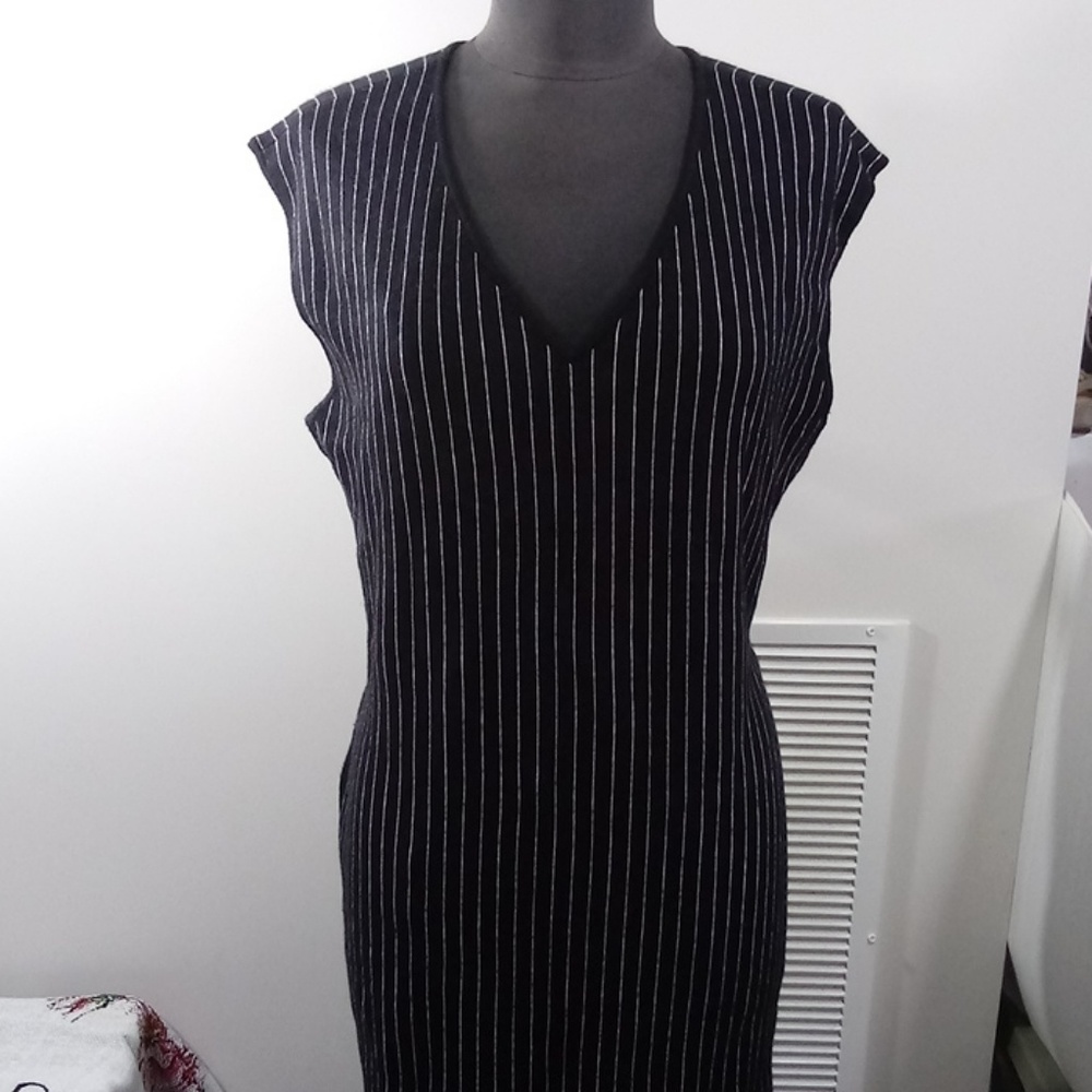 BAR III black and white striped dress